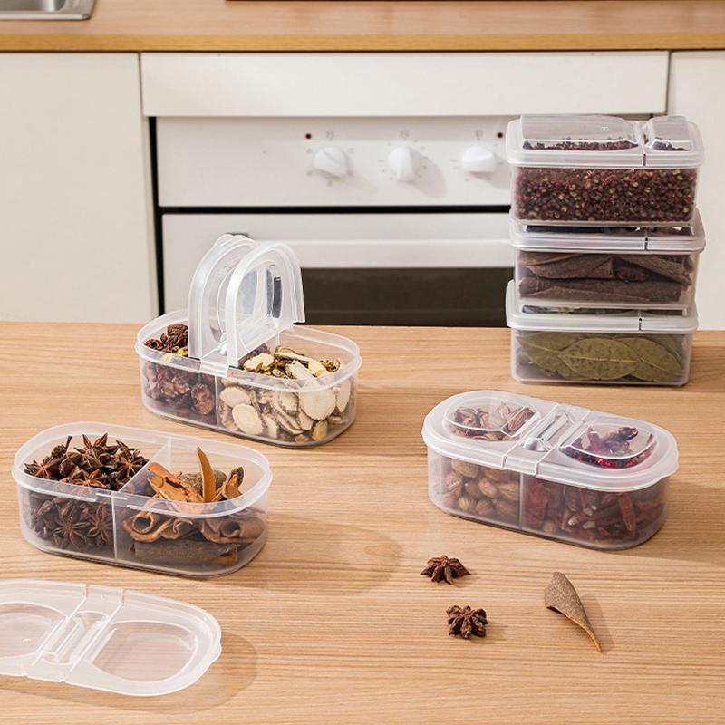 Kitchen Condiment Boxes Double Compartment with Lid Food Dried Fruit Sealing Jar Kitchen Refrigerator Plastic Storage Box
Kitchen Condiment Boxes Double Compartment with Lid Food Dried Fruit Sealing Jar Kitchen Refrigerator Plastic Storage Box