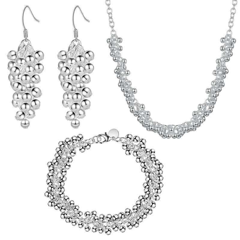 Серебро 925 пробы, красивые виноградные бусины, кулон, ожерелье, серьги, браслет, комплект ювелирных изделий для женщин, модная вечеринка, свадьба, помолвка
Серебро 925 пробы, красивые виноградные бусины, кулон, ожерелье, серьги, браслет, комплект ювелирных изделий для женщин, модная вечеринка, свадьба, помолвка