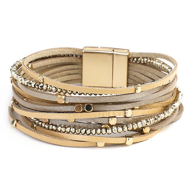 ALLYES Champagne Genuine Leather Bracelets for Women Boho Multilayer Metal Charm Resin Beads Wrap Bracelets Fashion Jewelry
ALLYES Champagne Genuine Leather Bracelets for Women Boho Multilayer Metal Charm Resin Beads Wrap Bracelets Fashion Jewelry