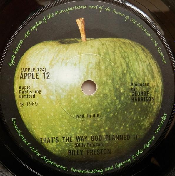 7inch Record BILLY PRESTON - That s The Way God Planned It APPLE12 Apple Records 1969 UK Soul/Funk Used
7inch Record BILLY PRESTON - That s The Way God Planned It APPLE12 Apple Records 1969 UK Soul/Funk Used