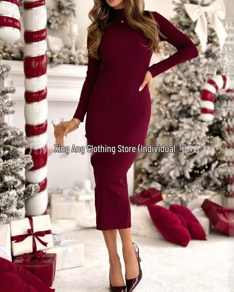 2026 Elegant Solid Color High-neck Bodycon Dress XL вина червоного кольору
2026 Elegant Solid Color High-neck Bodycon Dress XL вина червоного кольору