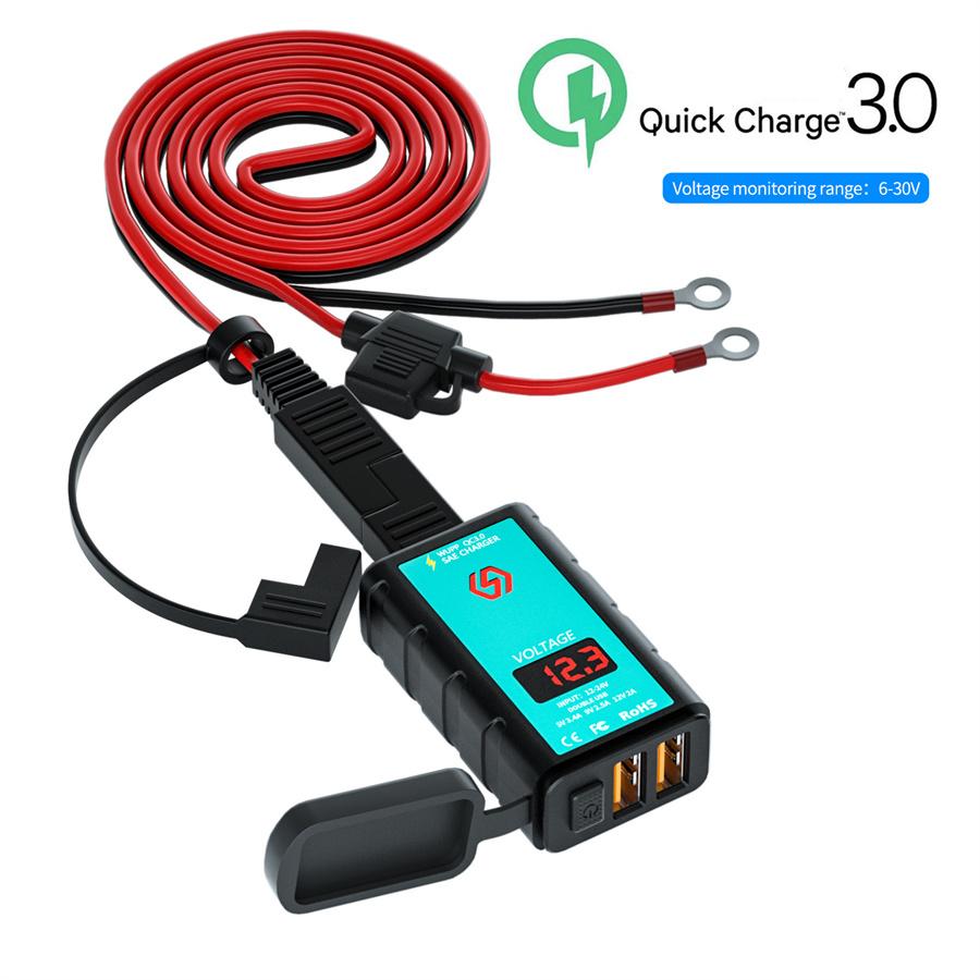 Мотоциклетное двойное USB-зарядное устройство QC3.0 для быстрой зарядки с вольтметром и выключателем питания, встроенное гнездо SAE, кабель с клеммами OT длиной 1,4 м
Мотоциклетное двойное USB-зарядное устройство QC3.0 для быстрой зарядки с вольтметром и выключателем питания, встроенное гнездо SAE, кабель с клеммами OT длиной 1,4 м