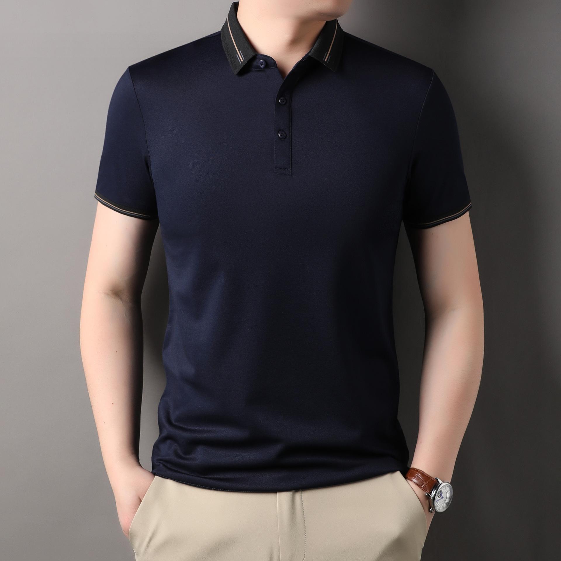 Men s Short-sleeved T-shirt Summer New Casual Business Solid Color Lapel Thin Polo Shirt for Men
Men s Short-sleeved T-shirt Summer New Casual Business Solid Color Lapel Thin Polo Shirt for Men