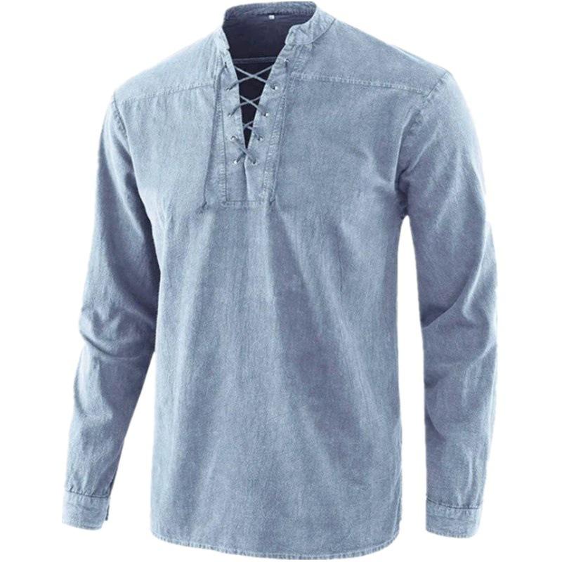 Чоловіча повсякденна лляна сорочка з довгим рукавом Slim Fit з коміром-стійкою XXXL небо синє кольору
Чоловіча повсякденна лляна сорочка з довгим рукавом Slim Fit з коміром-стійкою XXXL небо синє кольору