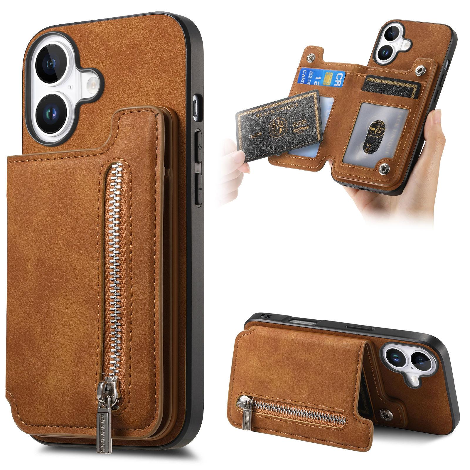 For iPhone 16 Case Magnetic Detachable Zipper Card Holder Leather+TPU Phone Cover Brown
For iPhone 16 Case Magnetic Detachable Zipper Card Holder Leather+TPU Phone Cover Brown
