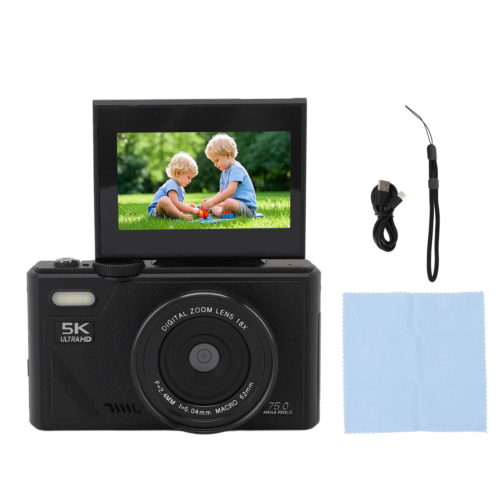 5K Digital Camera 75MP HD 18X Digital Zoom Autofocus Retro Mirrorless Camera with 3 Inch Screen for Travel Photography чорний
5K Digital Camera 75MP HD 18X Digital Zoom Autofocus Retro Mirrorless Camera with 3 Inch Screen for Travel Photography чорний