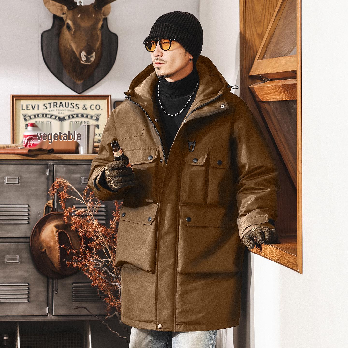 Men s Trendy American Retro 90s Hooded Mid-Length Down Jacket - Thick, Cold-Proof Outdoor Workwear. 5XL fits 220-240 Jin кавовий
Men s Trendy American Retro 90s Hooded Mid-Length Down Jacket - Thick, Cold-Proof Outdoor Workwear. 5XL fits 220-240 Jin кавовий