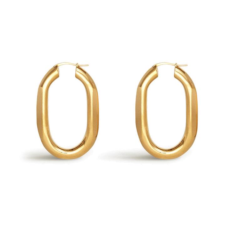 Gold-Plated Sterling Silver Oval Hoop Earrings: Minimalist European & American Design for Women 925 Silver
Gold-Plated Sterling Silver Oval Hoop Earrings: Minimalist European & American Design for Women 925 Silver
