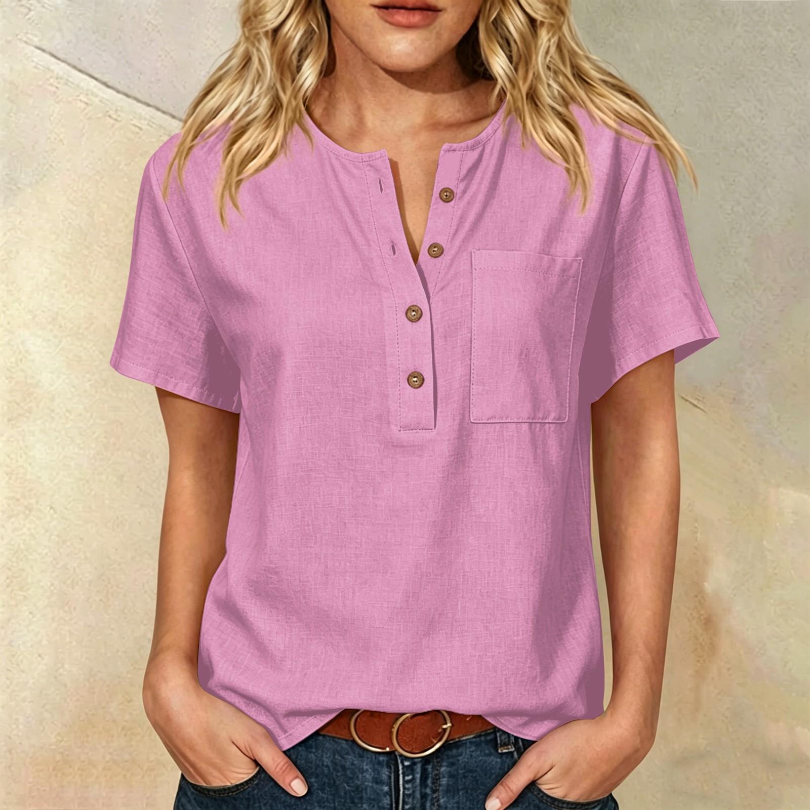 Women’s Casual Henley Neck Button Front Short Sleeve Linen Cotton Shirt with Chest Pocket Relaxed Fit Top S розовый
Women’s Casual Henley Neck Button Front Short Sleeve Linen Cotton Shirt with Chest Pocket Relaxed Fit Top S розовый