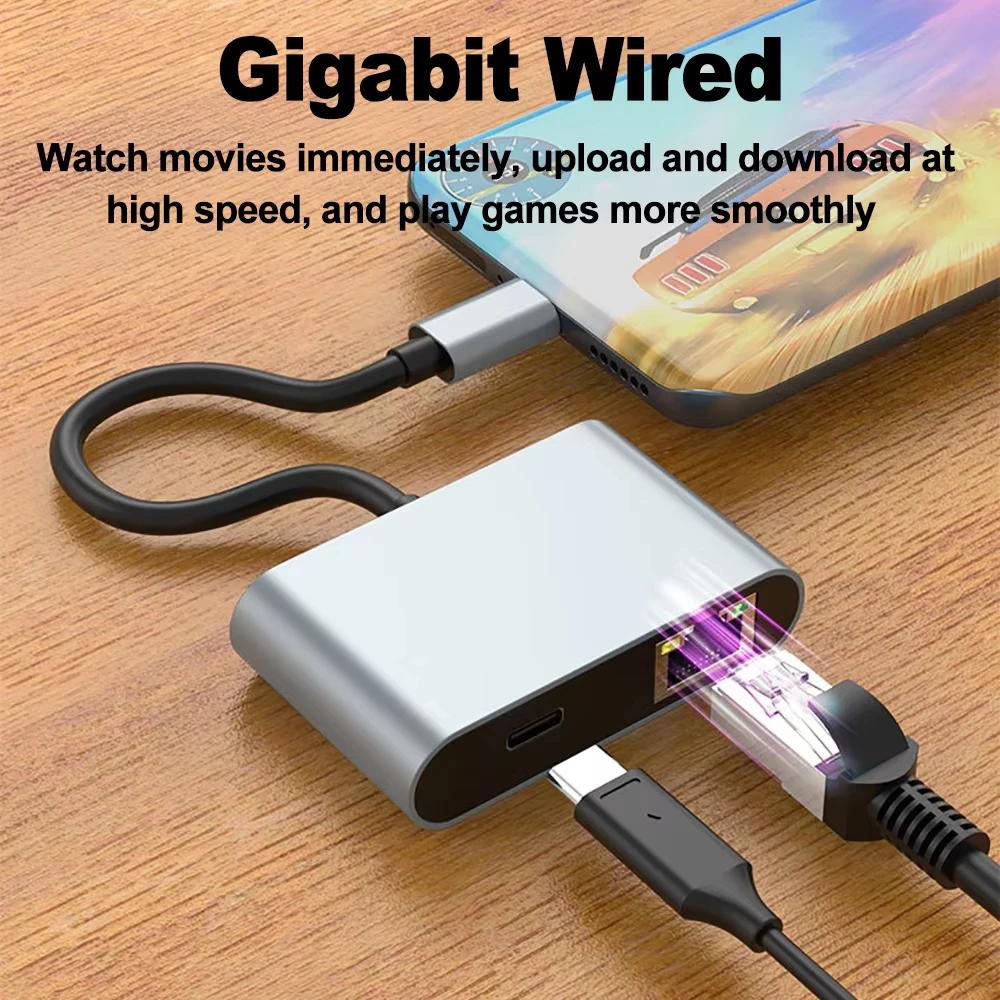 Type C 4 in 1 Gigabit Ethernet Adapter USB C to 1000Mbps RJ45/PD 60W/USB Hub Converter As Shown A
Type C 4 in 1 Gigabit Ethernet Adapter USB C to 1000Mbps RJ45/PD 60W/USB Hub Converter As Shown A