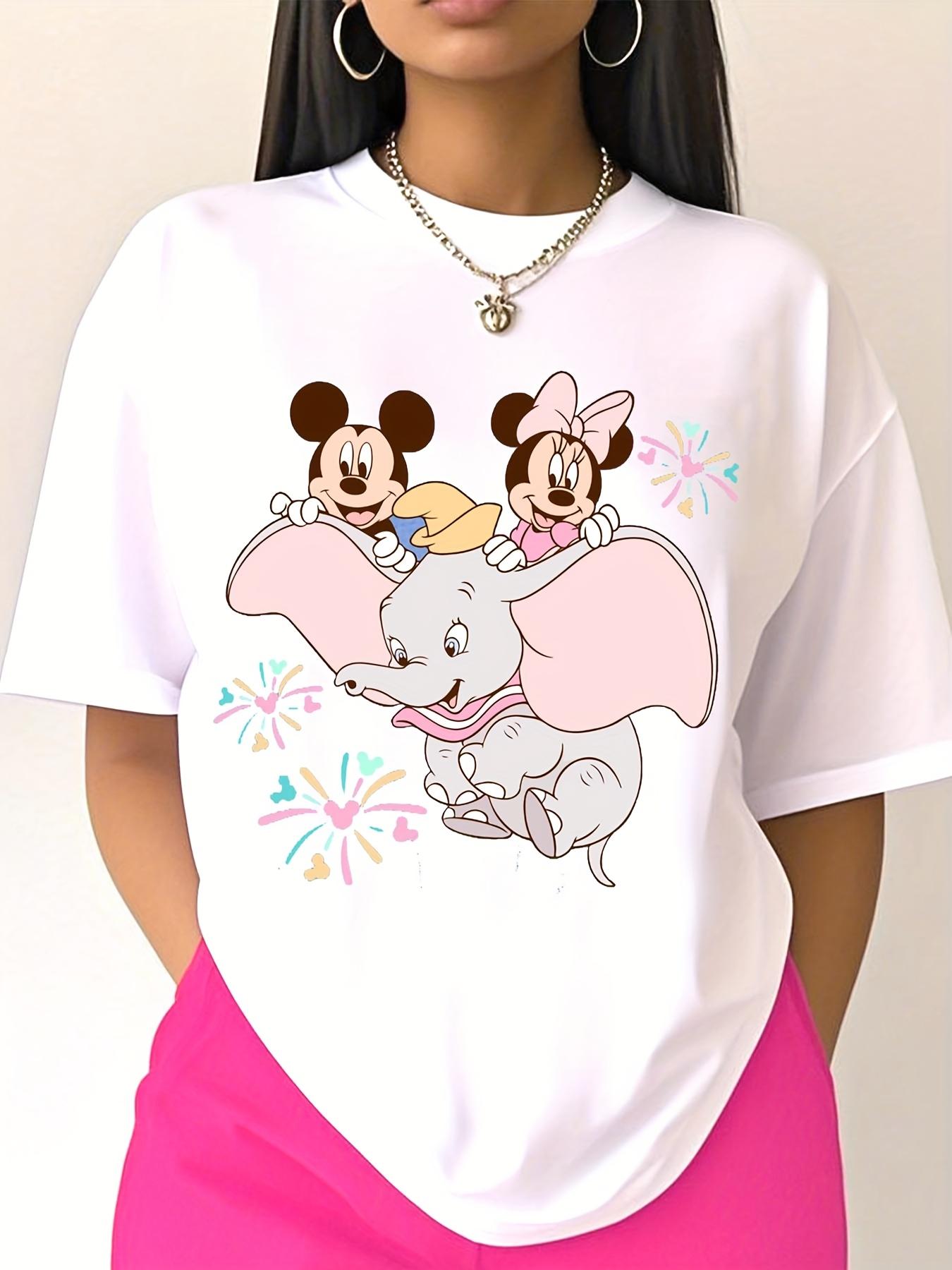 Mickey Minnie and Dumbo Cartoon Print Shortsleeved Tshirt Cute and Innocent Style Suitable for Womens Daily Wear S
Mickey Minnie and Dumbo Cartoon Print Shortsleeved Tshirt Cute and Innocent Style Suitable for Womens Daily Wear S