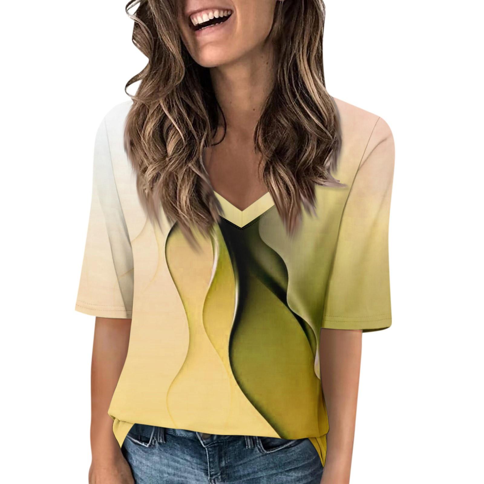 Женские футболки с V-образным вырезом, топы с половиной рукавов, повседневные летние футболки с принтом, футболка, блузка XL жёлтый
Женские футболки с V-образным вырезом, топы с половиной рукавов, повседневные летние футболки с принтом, футболка, блузка XL жёлтый