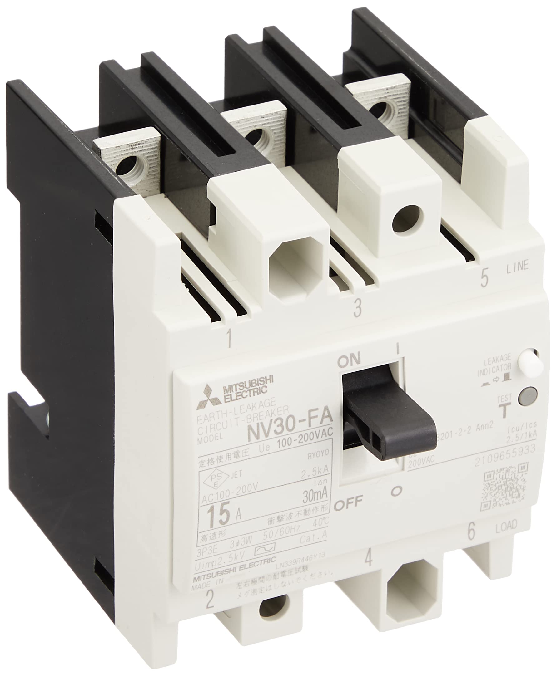 Mitsubishi Electric Earth Leakage Circuit Breaker FA Series for Control Panels Vertical Dimension 72mm Simple Back Wiring 3P 15A 30MA NV30-FA 100-200V
Mitsubishi Electric Earth Leakage Circuit Breaker FA Series for Control Panels Vertical Dimension 72mm Simple Back Wiring 3P 15A 30MA NV30-FA 100-200V