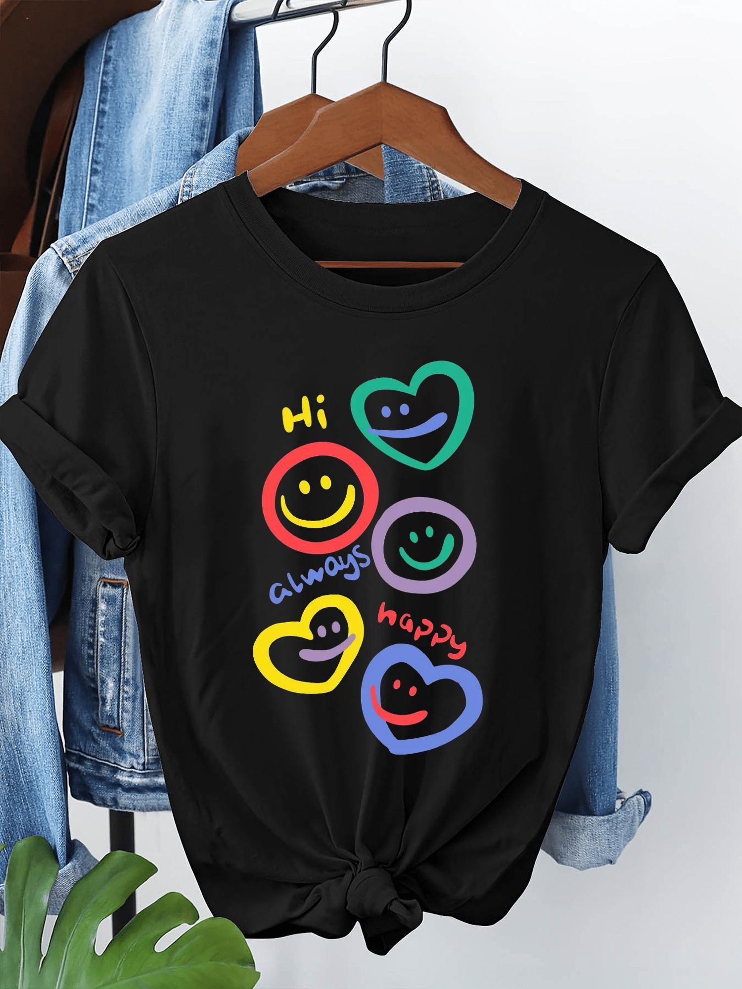 Womens Black TShirt Hi Happy Smileys Hearts Graphic Harajuku Short Sleeve Tshirt Clothing Street Tops Tees Aesthetic Clothes 4XL
Womens Black TShirt Hi Happy Smileys Hearts Graphic Harajuku Short Sleeve Tshirt Clothing Street Tops Tees Aesthetic Clothes 4XL