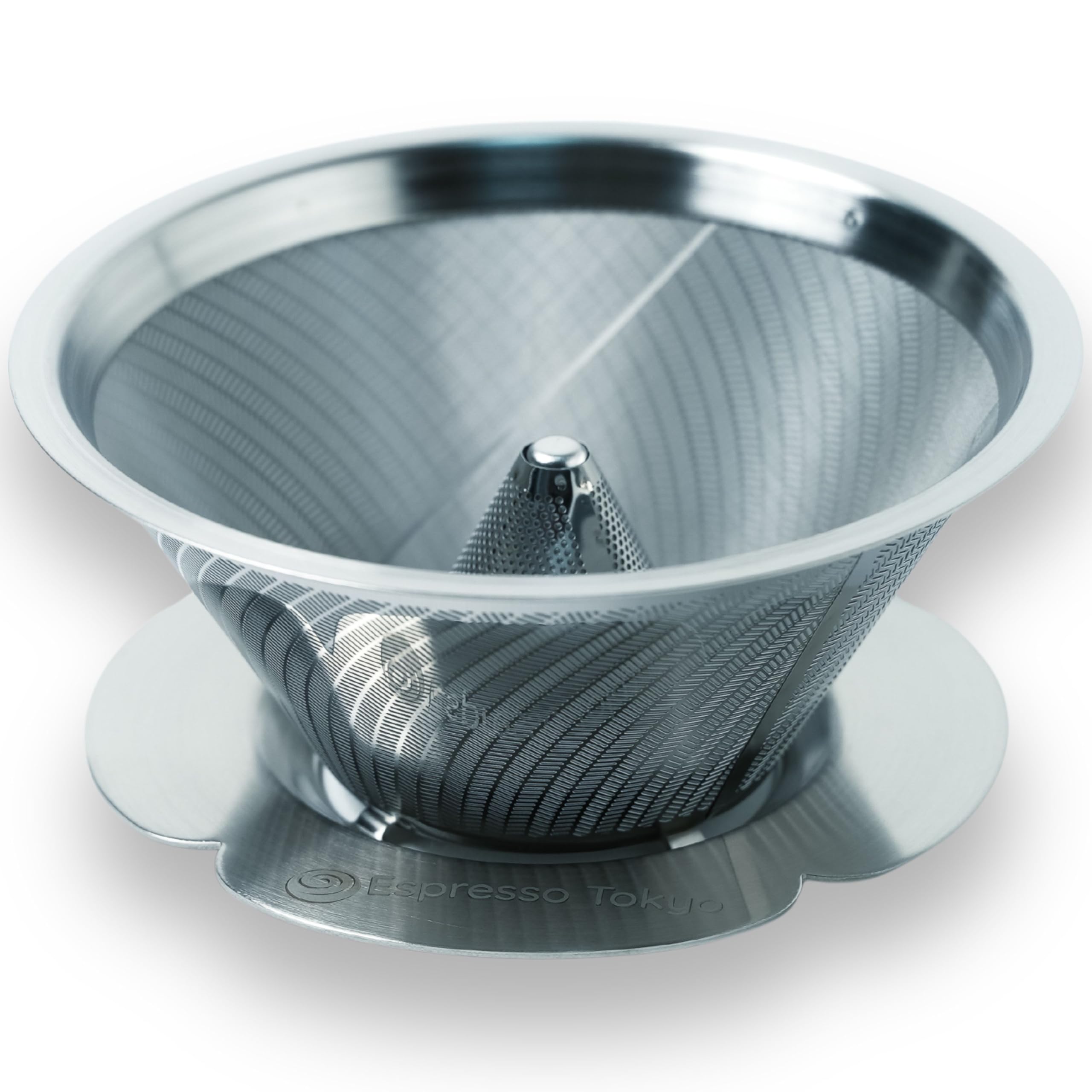 Espresso Tokyo MagMa Dripper, a stainless steel coffee dripper with a W-shape that lets anyone recreate the taste of a top barista. For 1-3 cups.