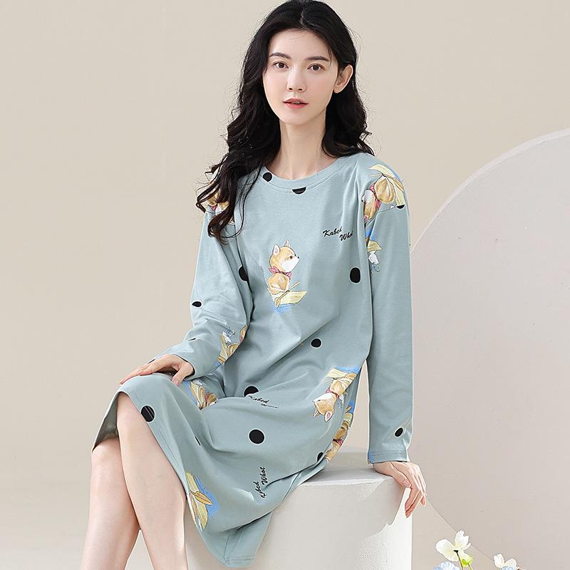 Женская ночная рубашка с длинным рукавом из чистого хлопка - Свободная, повседневная одежда для сна на весну, лето и осень. L (suitable for 50-60 kg)
Женская ночная рубашка с длинным рукавом из чистого хлопка - Свободная, повседневная одежда для сна на весну, лето и осень. L (suitable for 50-60 kg)