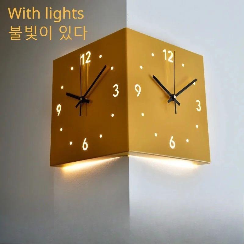 Double Sided Corner Wall Clock, Modern Decorative Art Sensor Luminous for Living Room Decor, Silent Square Digital жовтий
Double Sided Corner Wall Clock, Modern Decorative Art Sensor Luminous for Living Room Decor, Silent Square Digital жовтий