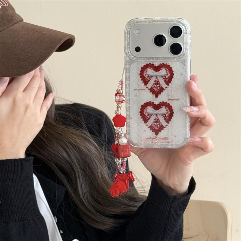 Vintage Red Lace Heart Bow Phone Case For iPhone 17 16 15 14 Pro Max with Double-sided Rhinestone and Red Beaded Chain Cover For iPhone 17ProMax
Vintage Red Lace Heart Bow Phone Case For iPhone 17 16 15 14 Pro Max with Double-sided Rhinestone and Red Beaded Chain Cover For iPhone 17ProMax