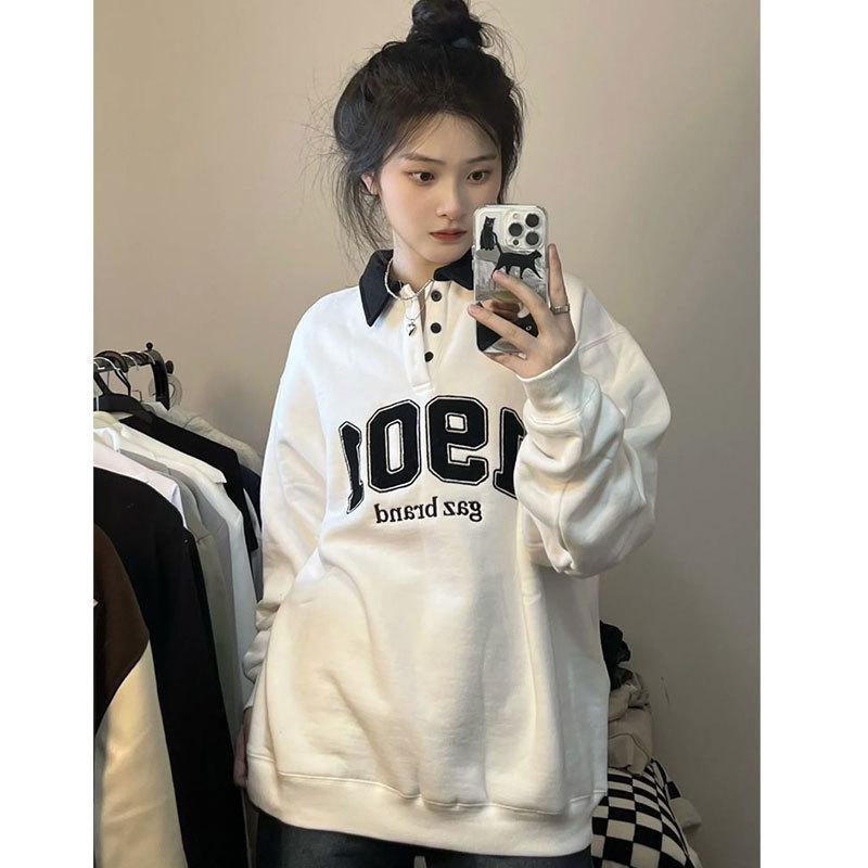 Harajuku Style Women s Loose Lapel Sweatshirt - Petite Polo Collar Top for Spring and Autumn M (up to 110 jin) серый
Harajuku Style Women s Loose Lapel Sweatshirt - Petite Polo Collar Top for Spring and Autumn M (up to 110 jin) серый