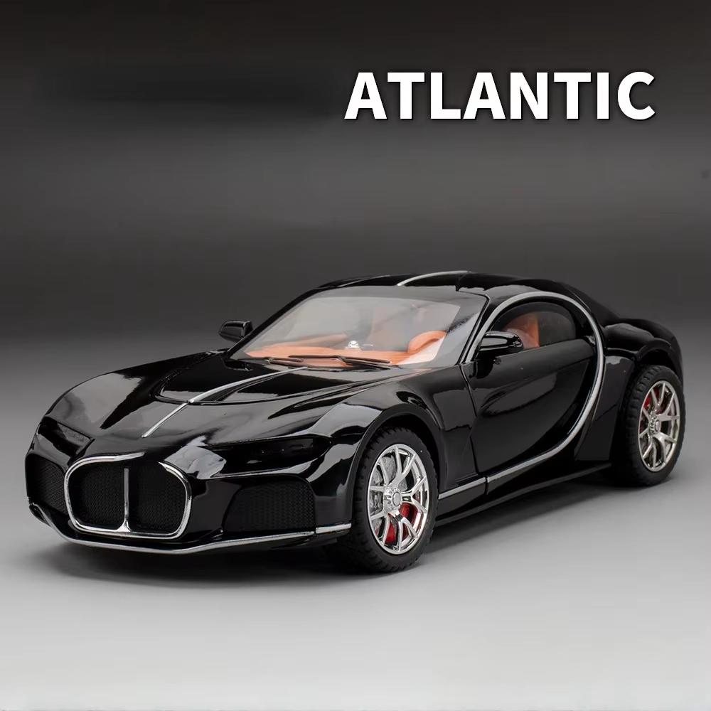 Новая модель автомобиля в масштабе 1/24, литая модель автомобиля из сплава со светом, звуком и функцией инерционного хода, суперспортивный автомобиль, подходящий для подарков на день рождения мальчикам чёрный