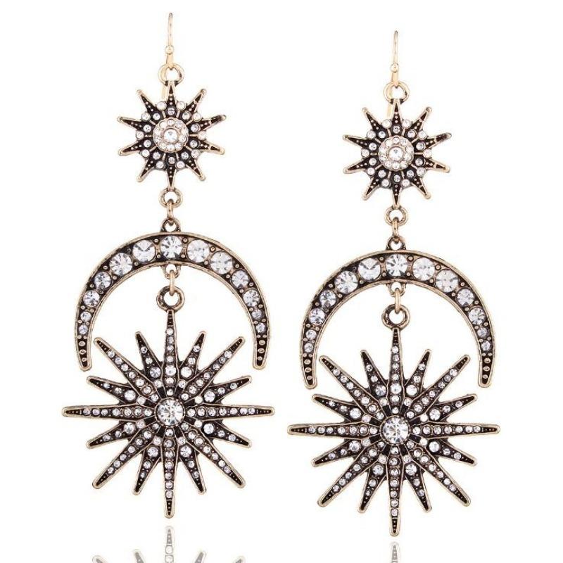 Big Luxury Sun Moon Stars Drop Earrings Rhinestone Punk Earrings for Women Jewelry Boho Vintage Statement Earrings
Big Luxury Sun Moon Stars Drop Earrings Rhinestone Punk Earrings for Women Jewelry Boho Vintage Statement Earrings
