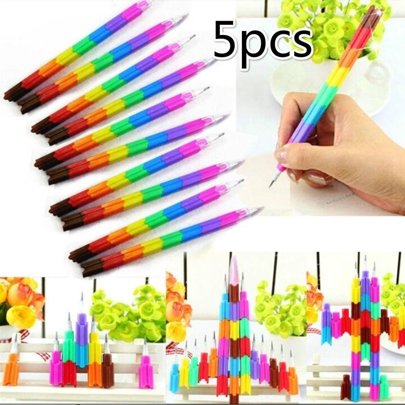 5Pcs/lot Creative Rainbow Stacker Swap Pencils Building Block Non-Sharpening Pencil Writing Pencil for Kids Cute Pencils
5Pcs/lot Creative Rainbow Stacker Swap Pencils Building Block Non-Sharpening Pencil Writing Pencil for Kids Cute Pencils