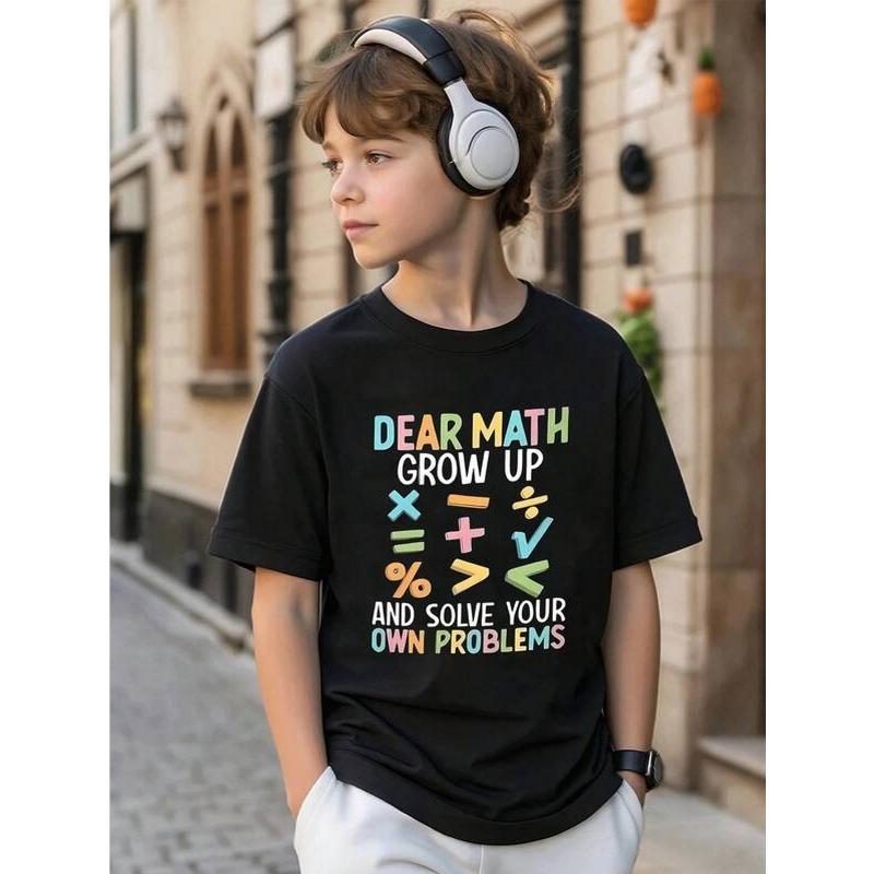 European size Boys round neck short sleeved T shirt with math themed pattern print 98cm чёрный
European size Boys round neck short sleeved T shirt with math themed pattern print 98cm чёрный