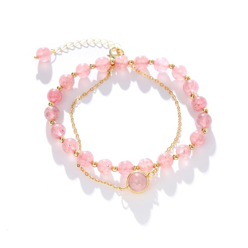 Fashion natural strawberry crystal double-layer bracelet Bangles Women Fashion Jewelry accessories Gift
Fashion natural strawberry crystal double-layer bracelet Bangles Women Fashion Jewelry accessories Gift