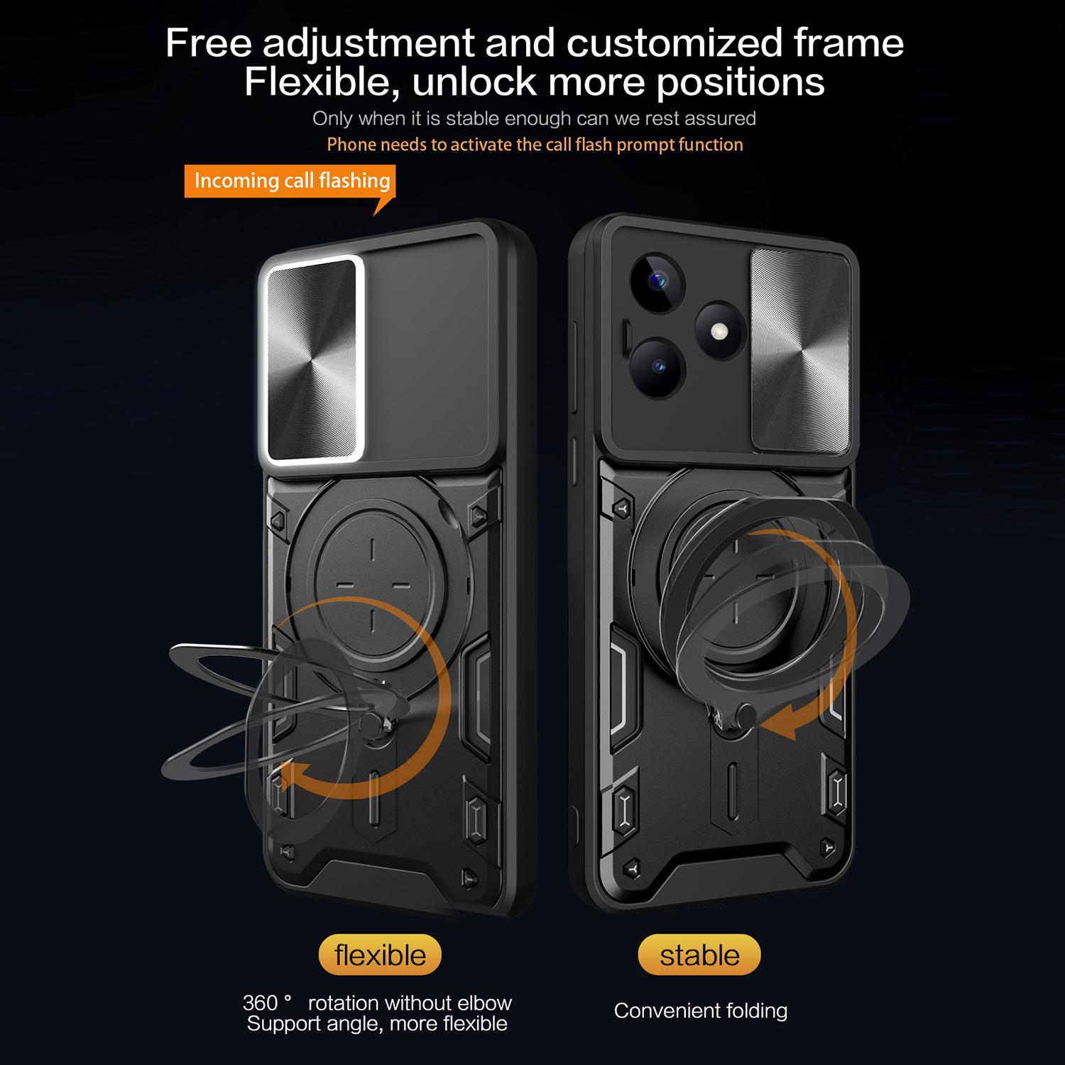For Realme C53 (Global)/C53 (India)/C51 Slide Camera Shield Phone Case Rotating Kickstand PC+TPU Back Cover Black
For Realme C53 (Global)/C53 (India)/C51 Slide Camera Shield Phone Case Rotating Kickstand PC+TPU Back Cover Black