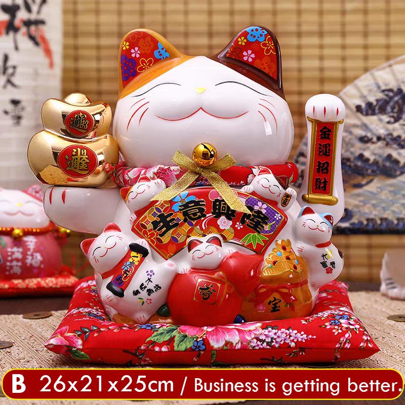 10,2-дюймовая большая статуэтка кошки удачи, украшение Манеки-нэко, керамическая фигурка кошки удачи с подвижной рукой
10,2-дюймовая большая статуэтка кошки удачи, украшение Манеки-нэко, керамическая фигурка кошки удачи с подвижной рукой