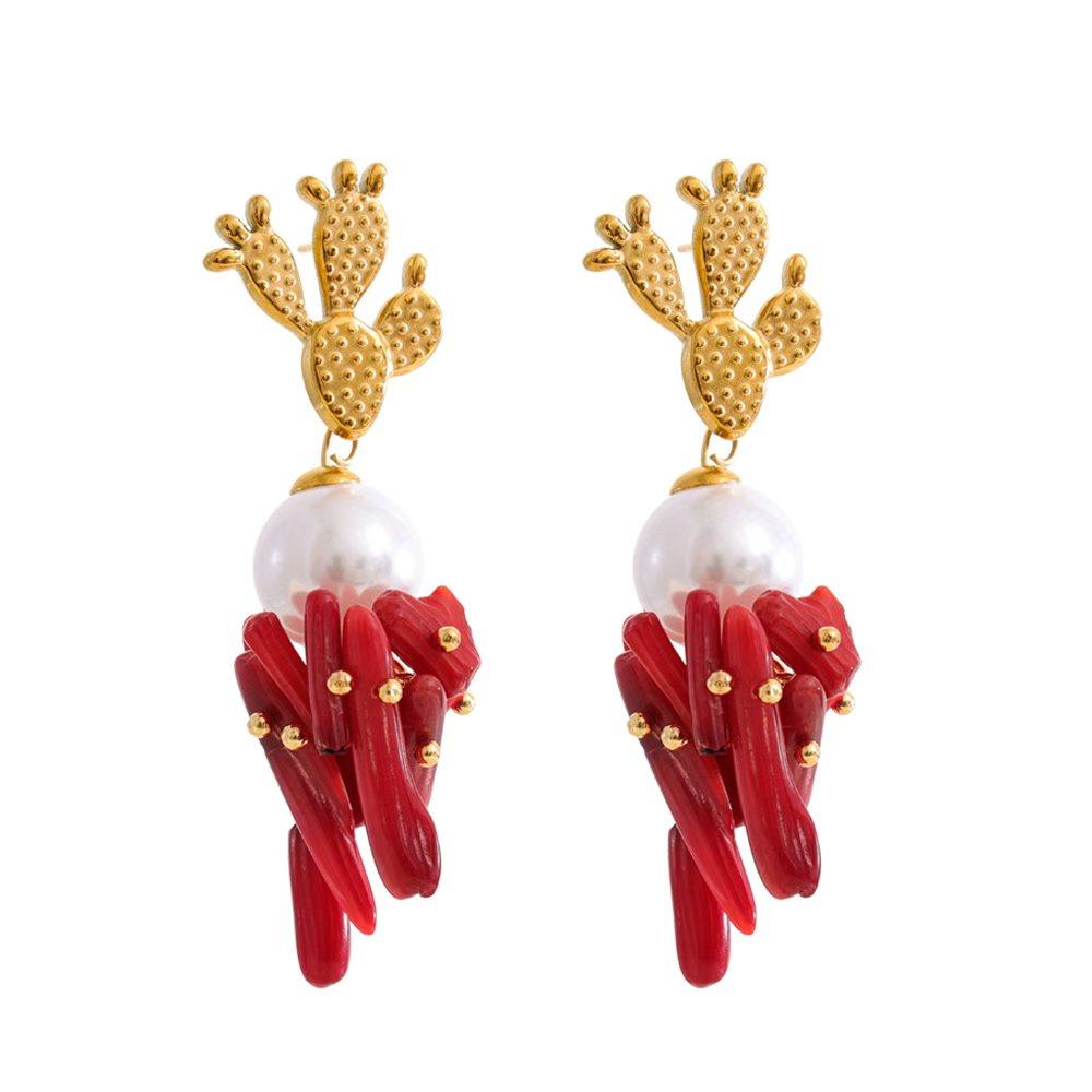 Yhpup Fashion Natural Stone Simulated Pearls Starfish Cactus Drop Earrings Golden Stainless Steel Chic Charm Jewelry Accessory
Yhpup Fashion Natural Stone Simulated Pearls Starfish Cactus Drop Earrings Golden Stainless Steel Chic Charm Jewelry Accessory