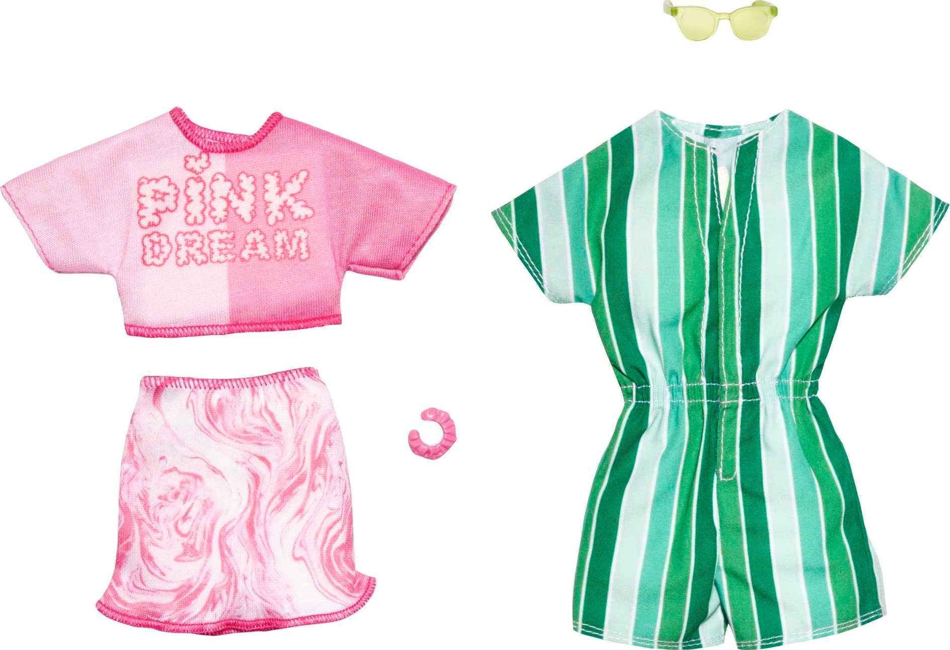 Barbie Ken Fashions Clothing Accessories 1 Dream Top Skirt with Bracelet for Barbie Doll 1 Striped Romper Sunglasses for Ken Doll & 2-Pack & Set,
Barbie Ken Fashions Clothing Accessories 1 Dream Top Skirt with Bracelet for Barbie Doll 1 Striped Romper Sunglasses for Ken Doll & 2-Pack & Set,