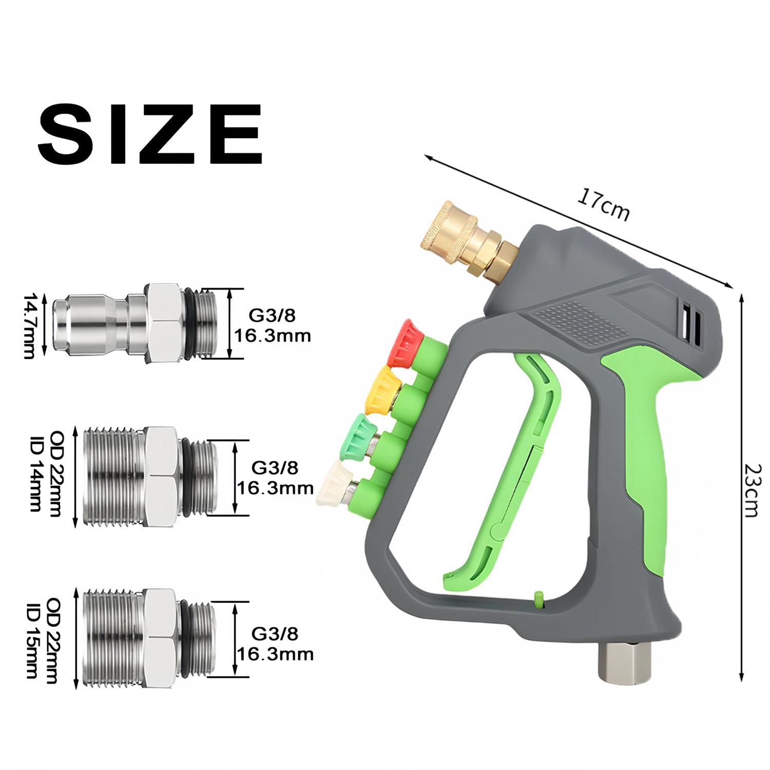 Universal Short High Pressure Car Wash Gun Rotating Anti-Tangle 4-Color Nozzle Kit Home Use for Vehicle Exterior Garden Patio
Universal Short High Pressure Car Wash Gun Rotating Anti-Tangle 4-Color Nozzle Kit Home Use for Vehicle Exterior Garden Patio