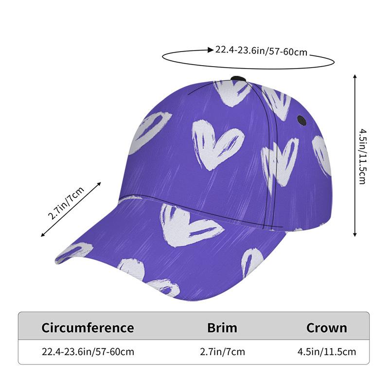 Heart Pattern on Purple Print Classic Baseball Cap Lightweight Duckbill Hat, Adjustable Design Ideal for Casual Activities
Heart Pattern on Purple Print Classic Baseball Cap Lightweight Duckbill Hat, Adjustable Design Ideal for Casual Activities