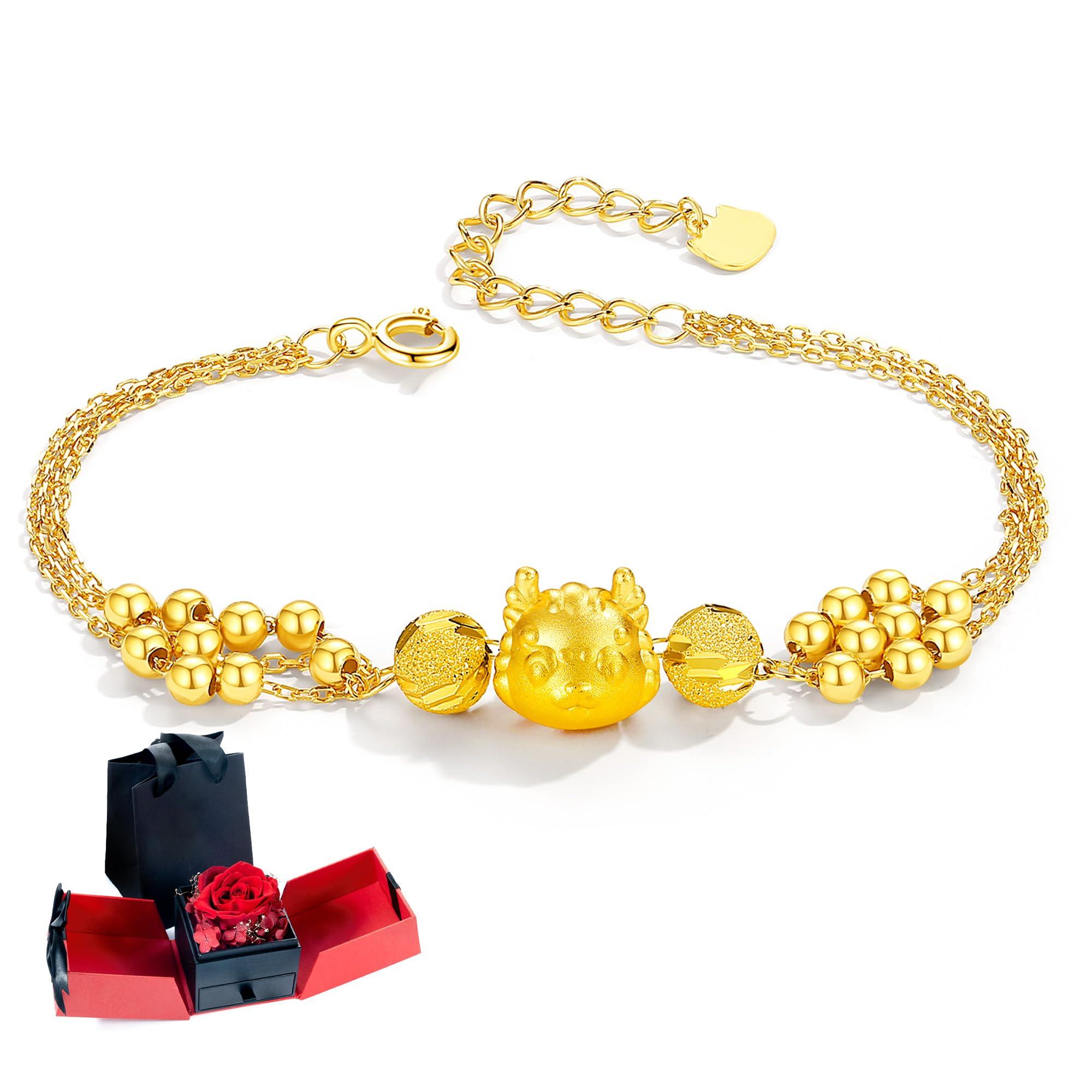 Dried Flower Gift Box Bracelet for Women Cute Gold Finish Dragon Motif Silver 999 Metal Hypoallergenic Good Luck Zodiac Sign Present for Women Day
Dried Flower Gift Box Bracelet for Women Cute Gold Finish Dragon Motif Silver 999 Metal Hypoallergenic Good Luck Zodiac Sign Present for Women Day