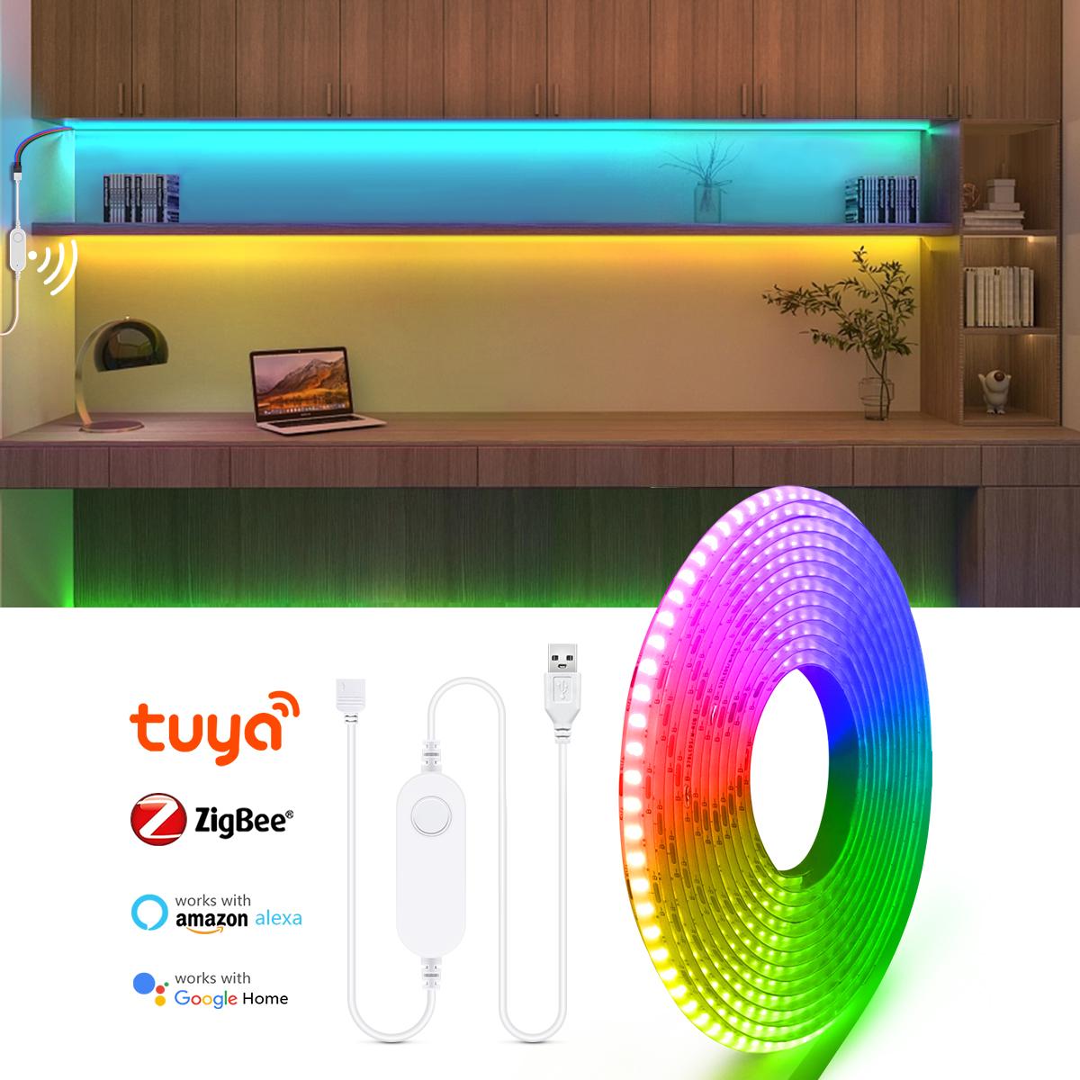Zigbee Tuya Smart USB 5 В COB светодиодная лента RGB с регулируемой яркостью WiFi Alexa Google Control светодиодная лента декор комнаты ТВ декоративное освещение 1m
Zigbee Tuya Smart USB 5 В COB светодиодная лента RGB с регулируемой яркостью WiFi Alexa Google Control светодиодная лента декор комнаты ТВ декоративное освещение 1m