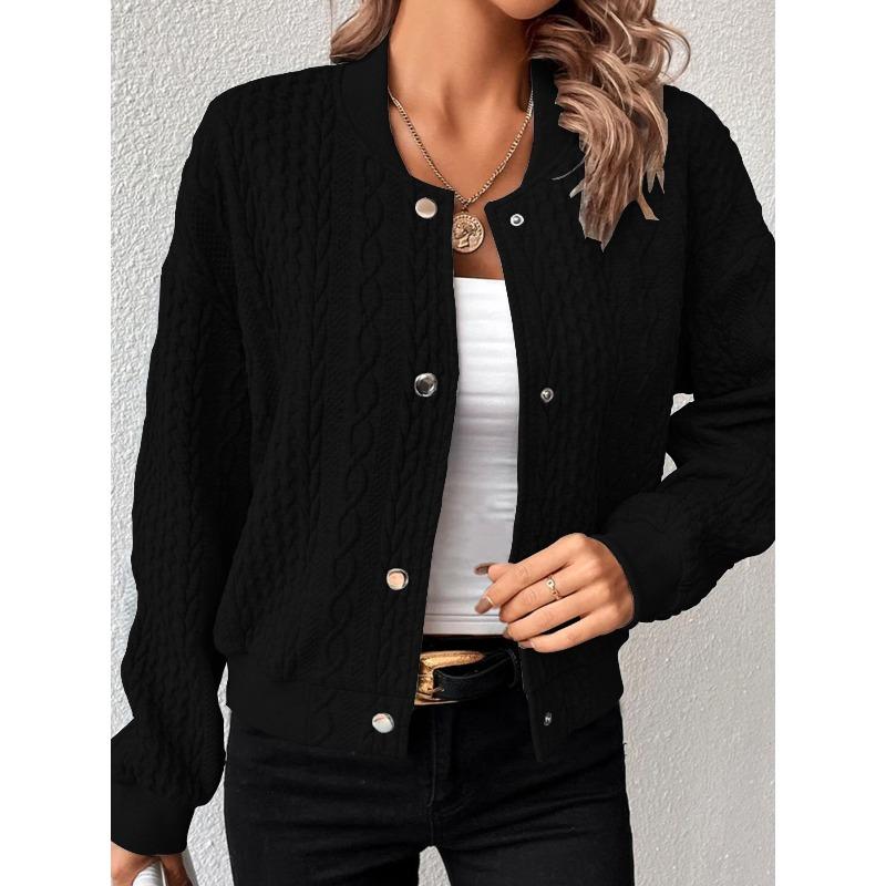 women s Cable Knit Textured Stand Collar Single Breasted Long Sleeve Jacket Casual Baseball Cardigan 2XL чорний
women s Cable Knit Textured Stand Collar Single Breasted Long Sleeve Jacket Casual Baseball Cardigan 2XL чорний