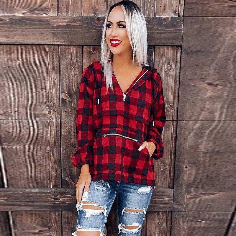 Fashion Plaid Red Zipper V Neck Hooded Sweatshirt Red Size M fit (55.00 kg-65.00 kg
Fashion Plaid Red Zipper V Neck Hooded Sweatshirt Red Size M fit (55.00 kg-65.00 kg