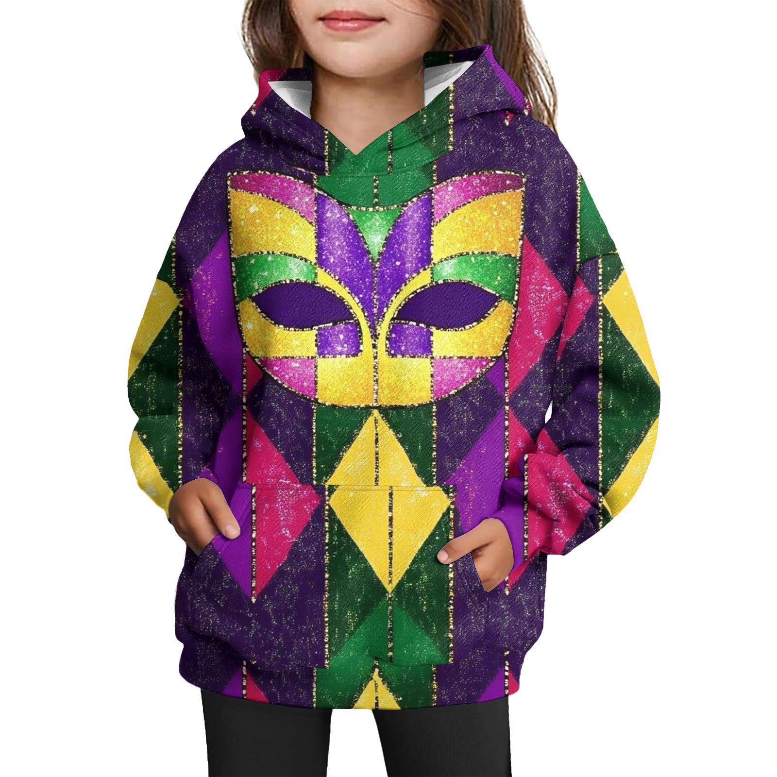 Худи с завязками для девочек - Пуловер с принтом на День карнавала 90
Худи с завязками для девочек - Пуловер с принтом на День карнавала 90