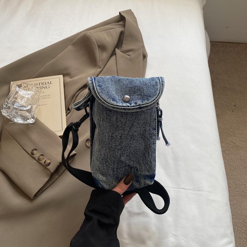 Сумка для мобильного телефона, женская джинсовая сумка для стакана воды, мини-сумка через плечо, кошелек для монет светло-синий