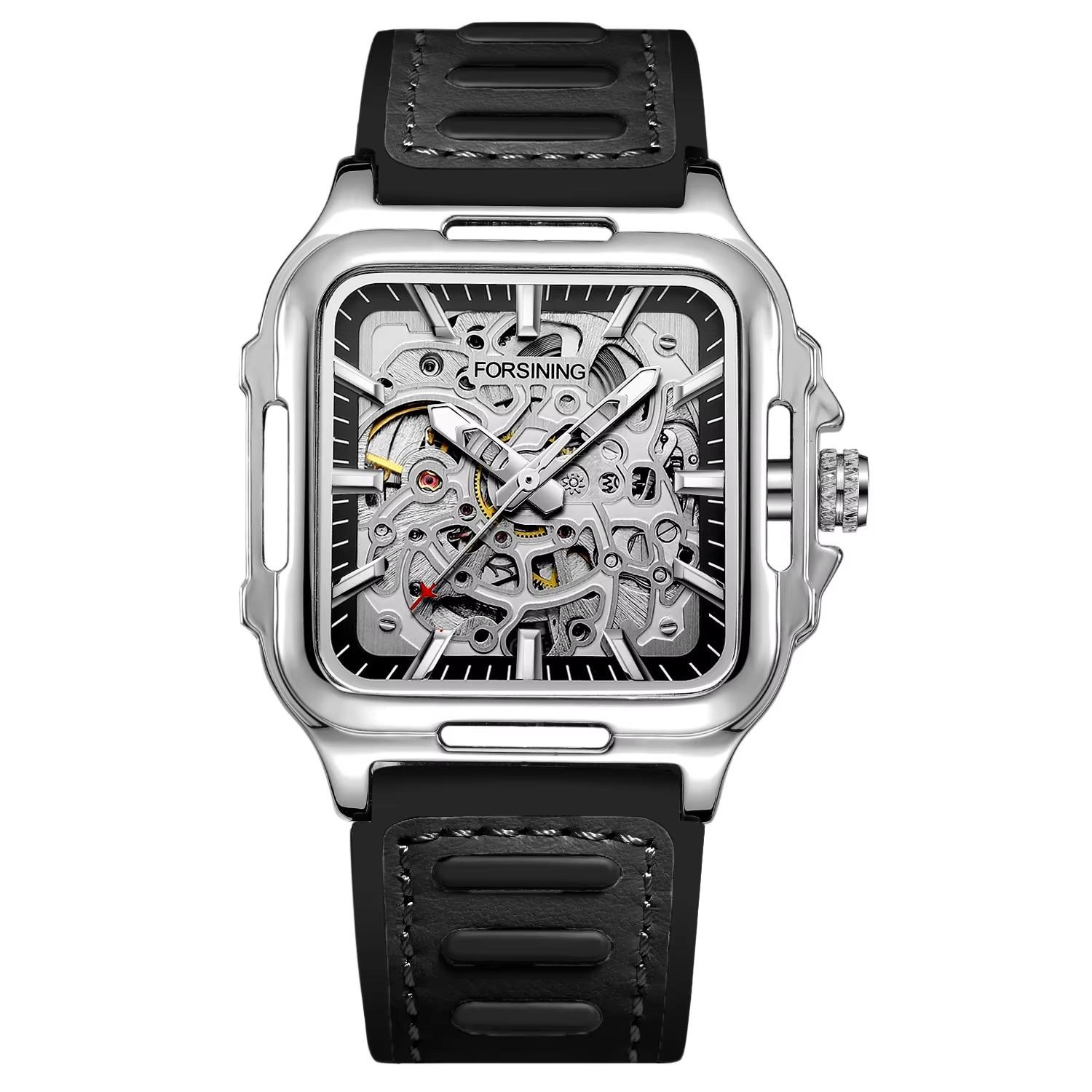 FORSINING Square Dial Skeleton Watch Automatic Watch for Men Luxury Sports Mechanical Wristwatch Waterproof Luminous Leather Band чёрный/серебряный
FORSINING Square Dial Skeleton Watch Automatic Watch for Men Luxury Sports Mechanical Wristwatch Waterproof Luminous Leather Band чёрный/серебряный