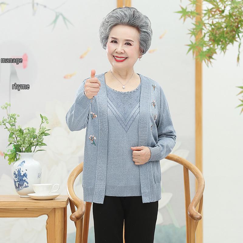 Spring Two-Piece Set for Middle-Aged and Elderly Women: Cardigan and Top L (Recommended for 80-100 lbs) синий
Spring Two-Piece Set for Middle-Aged and Elderly Women: Cardigan and Top L (Recommended for 80-100 lbs) синий