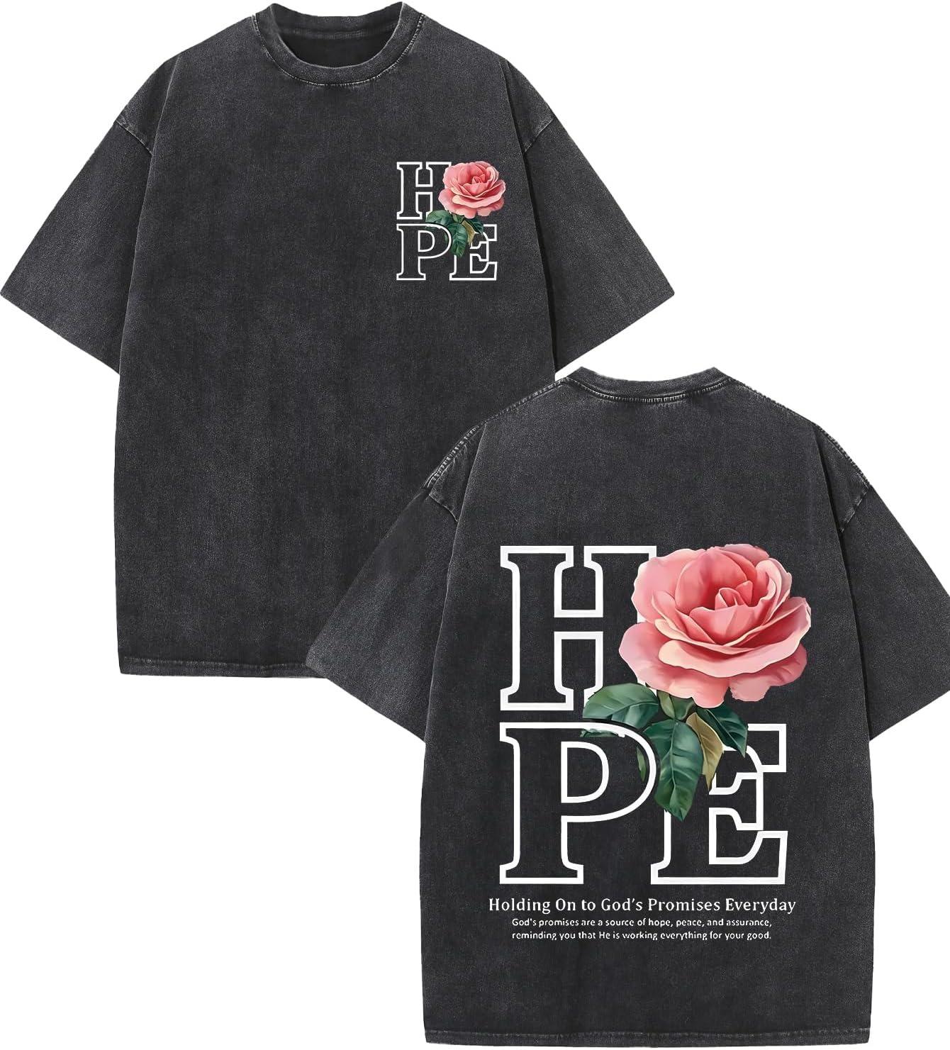 Vintage Washed HOPE Rose TShirt Letter Graphic Crew Neck Casual ShortSleeve Floral FaithBased Shirt for Men Women S
Vintage Washed HOPE Rose TShirt Letter Graphic Crew Neck Casual ShortSleeve Floral FaithBased Shirt for Men Women S