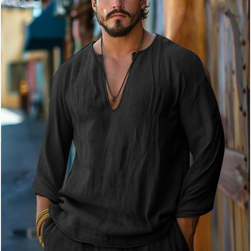 Summer Men s Linen Long-sleeved T-shirt Loose Undershirt Solid Color V-neck Long-sleeved XS чорний
Summer Men s Linen Long-sleeved T-shirt Loose Undershirt Solid Color V-neck Long-sleeved XS чорний