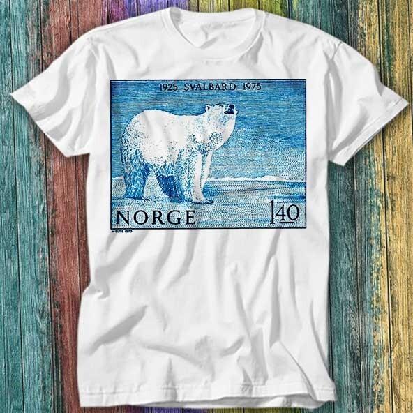 1975 Norway Svalbard Polar Bear Postage Stamp T Shirt Top Tee 551 S
1975 Norway Svalbard Polar Bear Postage Stamp T Shirt Top Tee 551 S