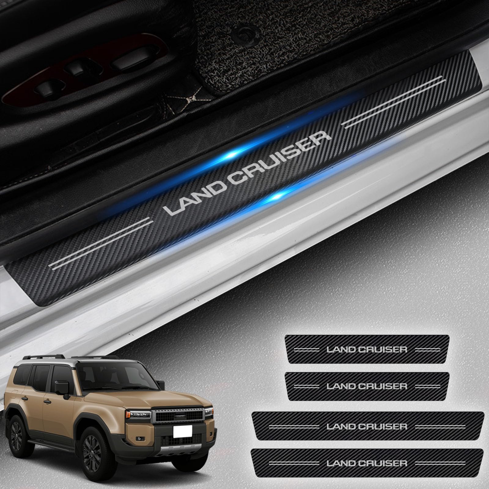 HUDIY New Land Cruiser 250 Series Side Step Guard Scuff Plate Interior Front/Rear Set Door Guard Sticker Anti-Slip Grit/Scratch Prevention 4-Piece 
HUDIY New Land Cruiser 250 Series Side Step Guard Scuff Plate Interior Front/Rear Set Door Guard Sticker Anti-Slip Grit/Scratch Prevention 4-Piece