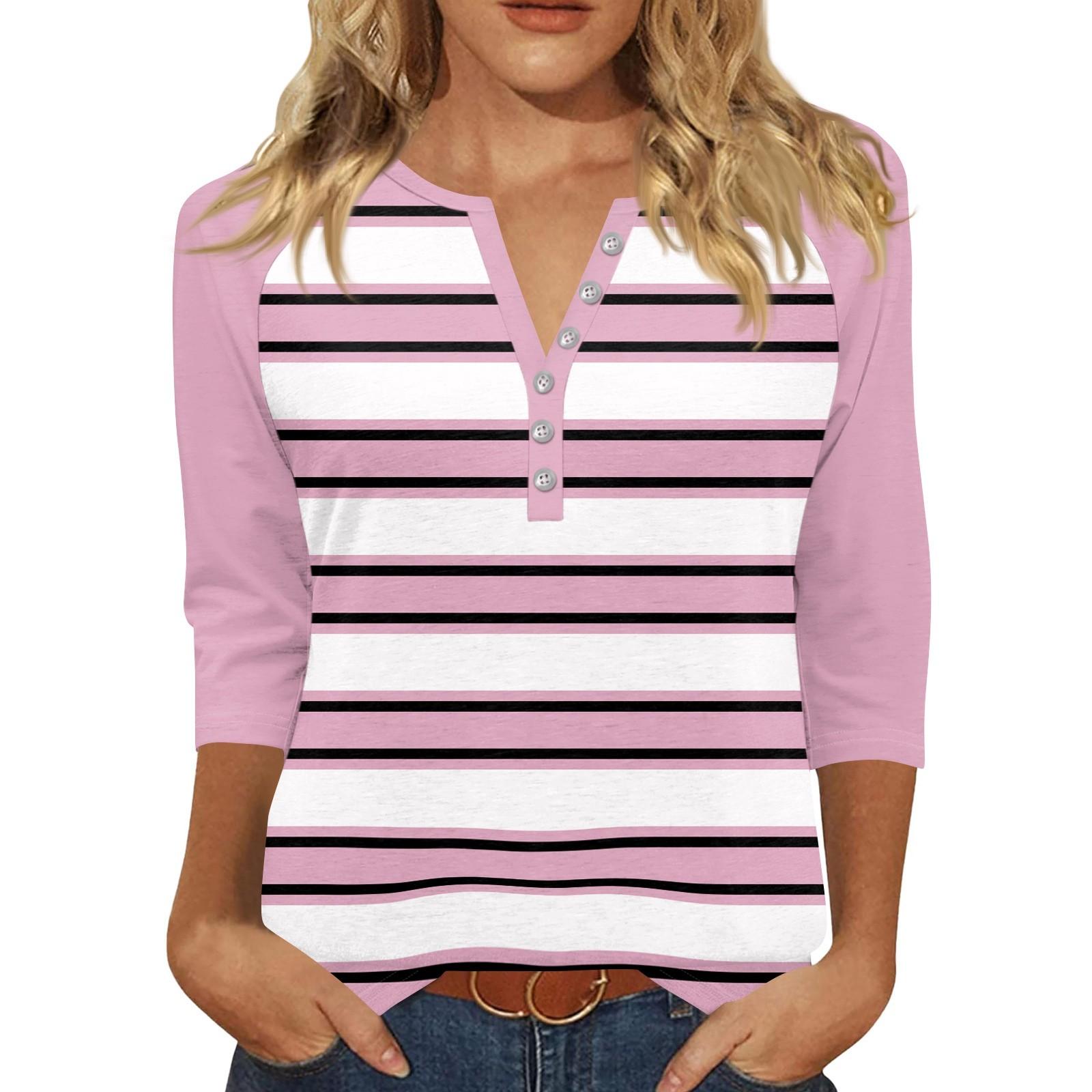 Жіноча футболка з принтом на ґудзиках з рукавами 3/4, щоденна мода на вихідні, звичайний топ із V-подібним вирізом M рожевий
Жіноча футболка з принтом на ґудзиках з рукавами 3/4, щоденна мода на вихідні, звичайний топ із V-подібним вирізом M рожевий