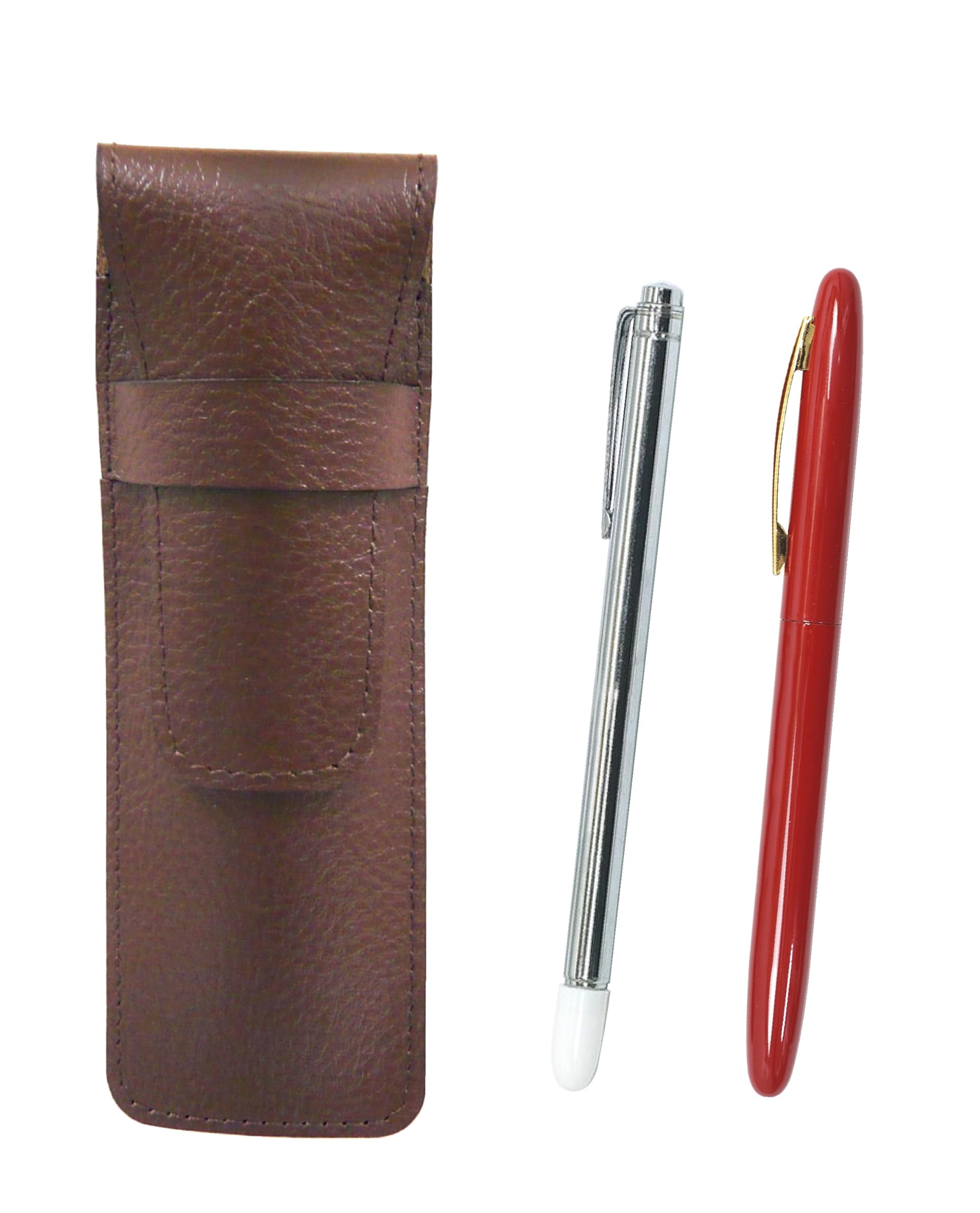 Grained Chocolate Color Cowhide Pencil Case Metal Indicator Stick and All Brass Brass Da Capo Rotary Ballpoint Pen Hysteric Red Set 2-Pack
Grained Chocolate Color Cowhide Pencil Case Metal Indicator Stick and All Brass Brass Da Capo Rotary Ballpoint Pen Hysteric Red Set 2-Pack