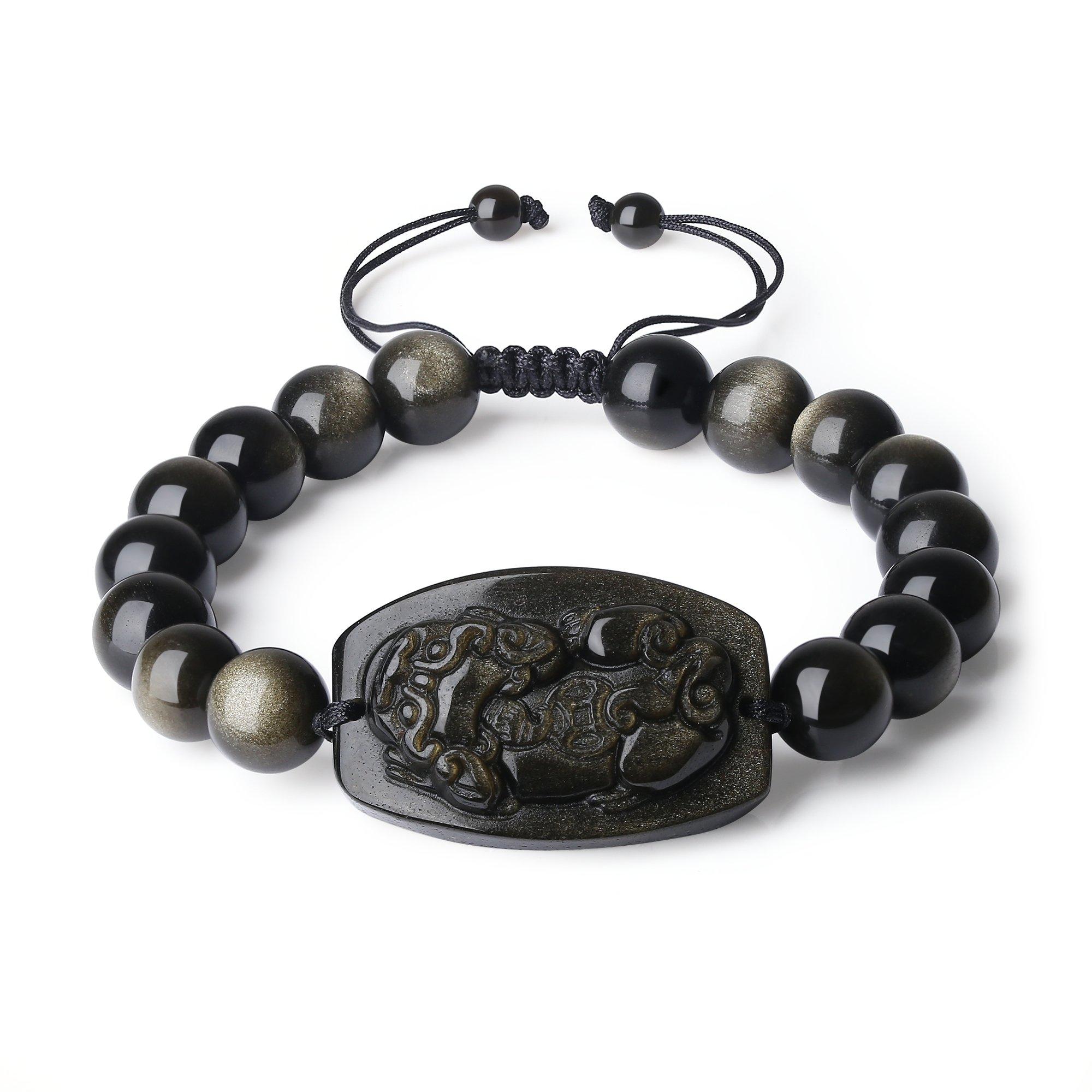 Koai Pixiu Relief Golden Obsidian Power Stone Bracelet for Adjustable for Increased Wealth and Protection from Evil Men, Length, чорний
Koai Pixiu Relief Golden Obsidian Power Stone Bracelet for Adjustable for Increased Wealth and Protection from Evil Men, Length, чорний