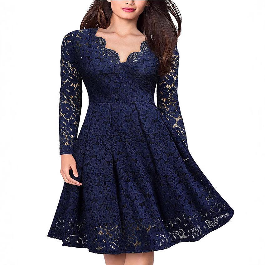 Lace V-Neck Swing Dress - European & American Style Women s Fashion Small вино красного
Lace V-Neck Swing Dress - European & American Style Women s Fashion Small вино красного